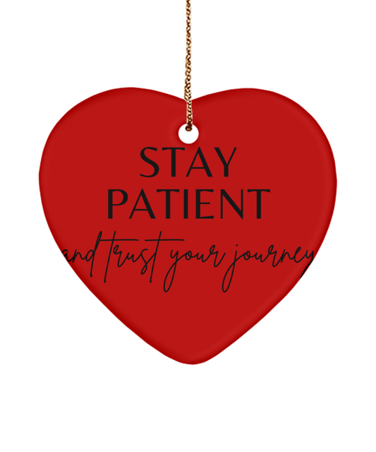 Inspirational Moments to Cherish, red, Motivational Christmas Holiday heart Shape Ornament. Model 60097