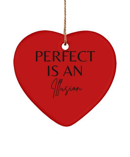 Inspire the Season: Holiday Decoration, red, Motivational Christmas Holiday heart Shape Ornament. Model 60097