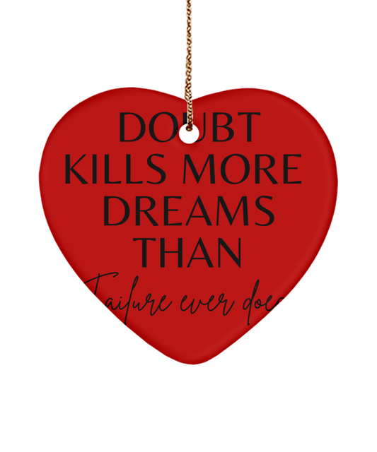 Motivate Your Christmas with this Ornament, red, Motivational Christmas Holiday heart Shape Ornament. Model 60097