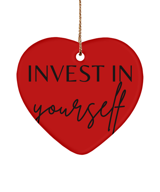 Inspirational Trinket for the Holidays, red, Motivational Christmas Holiday heart Shape Ornament. Model 60097