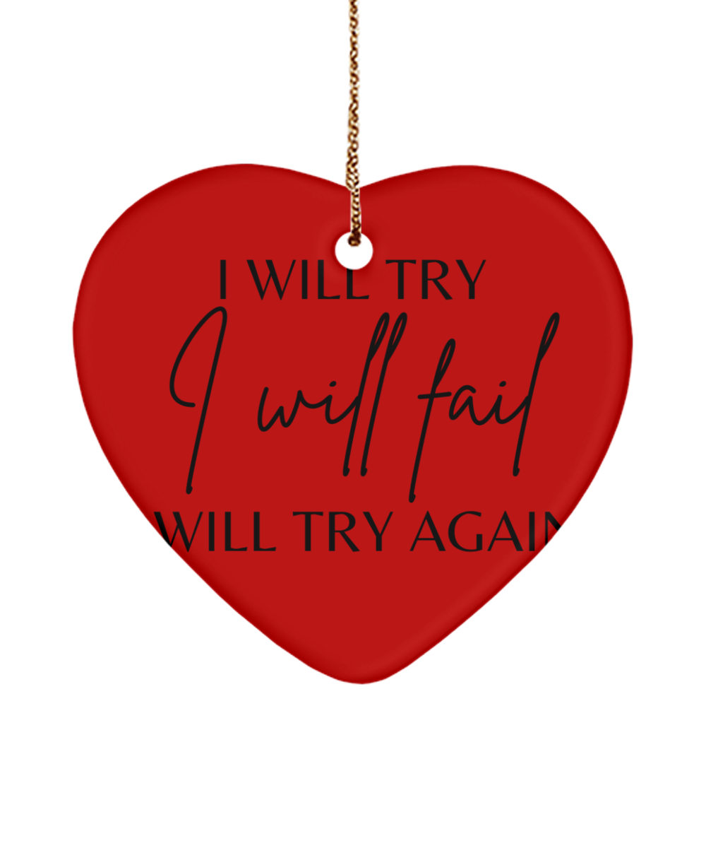 Festive Joy and Inspiration: Xmas Decor, red, Motivational Christmas Holiday heart Shape Ornament. Model 60097