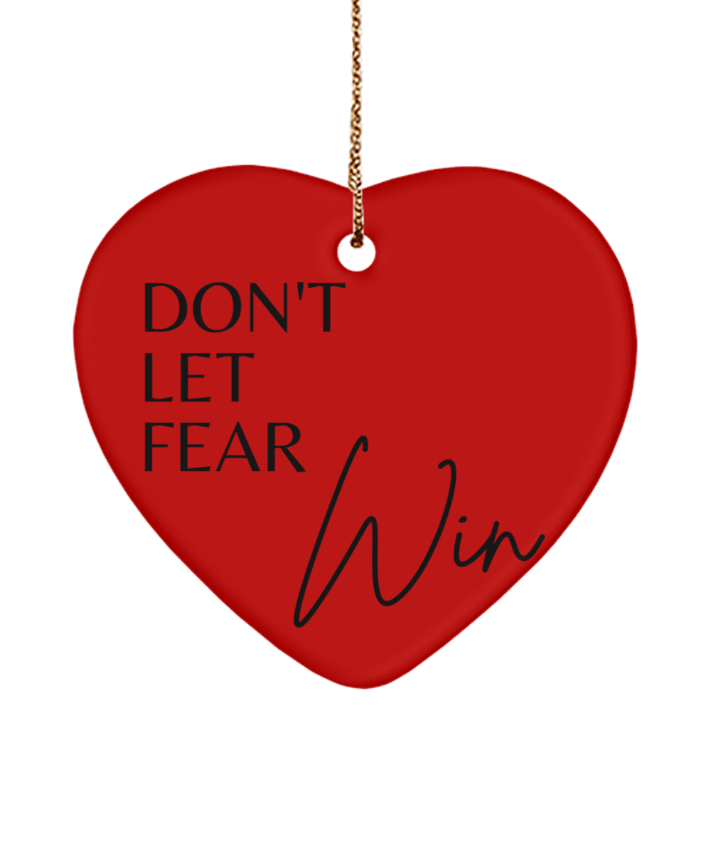 Christmas Cheer, Inspiration Near, red, Motivational Christmas Holiday heart Shape Ornament. Model 60097