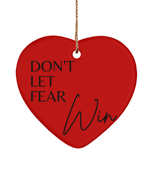 Christmas Cheer, Inspiration Near, red, Motivational Christmas Holiday heart Shape Ornament. Model 60097