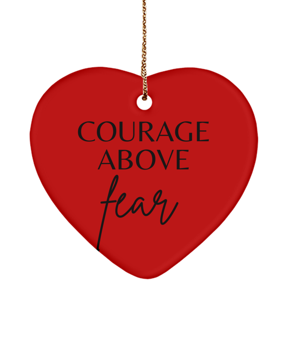 Inspiration in Every Glittering Detail, red, Motivational Christmas Holiday heart Shape Ornament. Model 60097