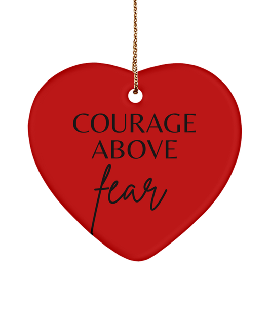 Inspiration in Every Glittering Detail, red, Motivational Christmas Holiday heart Shape Ornament. Model 60097