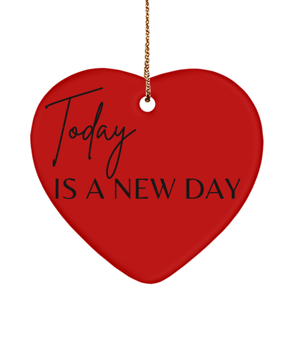 Warm Holiday Wishes in Ornament Form, red, Motivational Christmas Holiday heart Shape Ornament. Model 60097