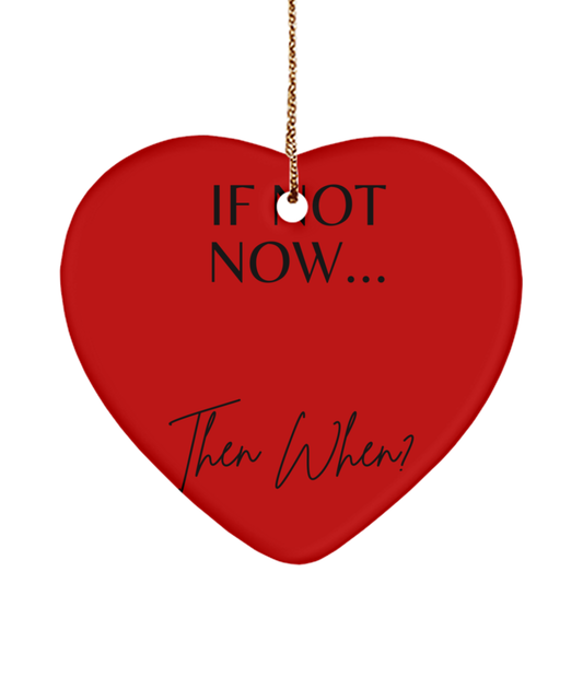 Inspirational Magic for the Holidays, red, Motivational Christmas Holiday heart Shape Ornament. Model 60097