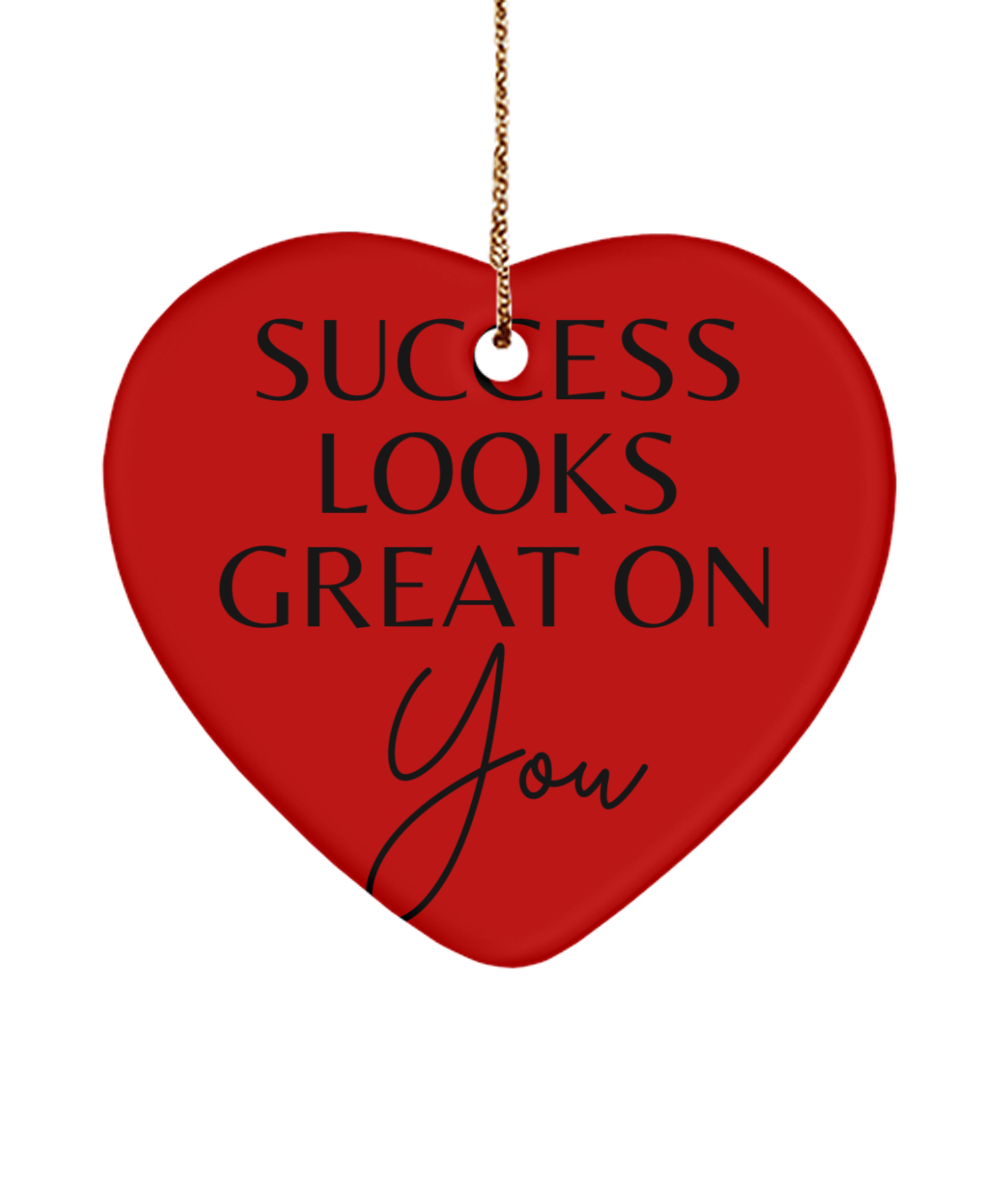 Holiday Dreams in Every Ornament, red, Motivational Christmas Holiday heart Shape Ornament. Model 60097