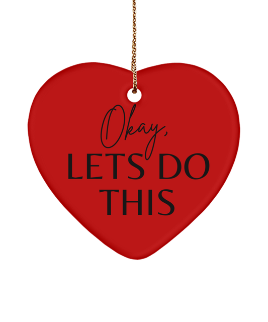 Inspiration and Joy for Your Tree, red, Motivational Christmas Holiday heart Shape Ornament. Model 60097