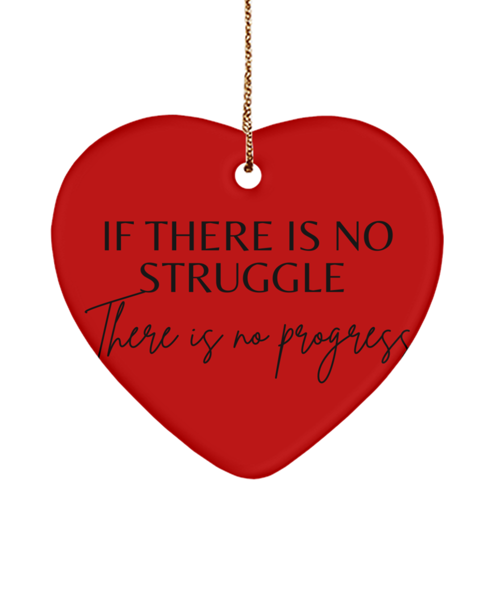 Brighten Your Tree with Motivation, red, Motivational Christmas Holiday heart Shape Ornament. Model 60097