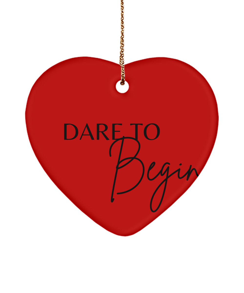 Christmas Magic in Every Word, red, Motivational Christmas Holiday heart Shape Ornament. Model 60097