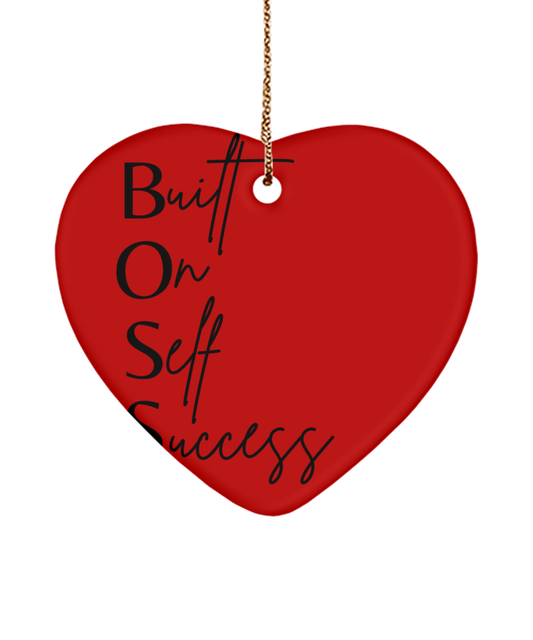 Motivate Your Christmas with this Ornament, red, Motivational Christmas Holiday heart Shape Ornament. Model 60097