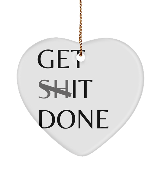 Festive Motivation: Inspirational Ornament, white, Motivational Christmas Holiday heart Shape Ornament. Model 60097