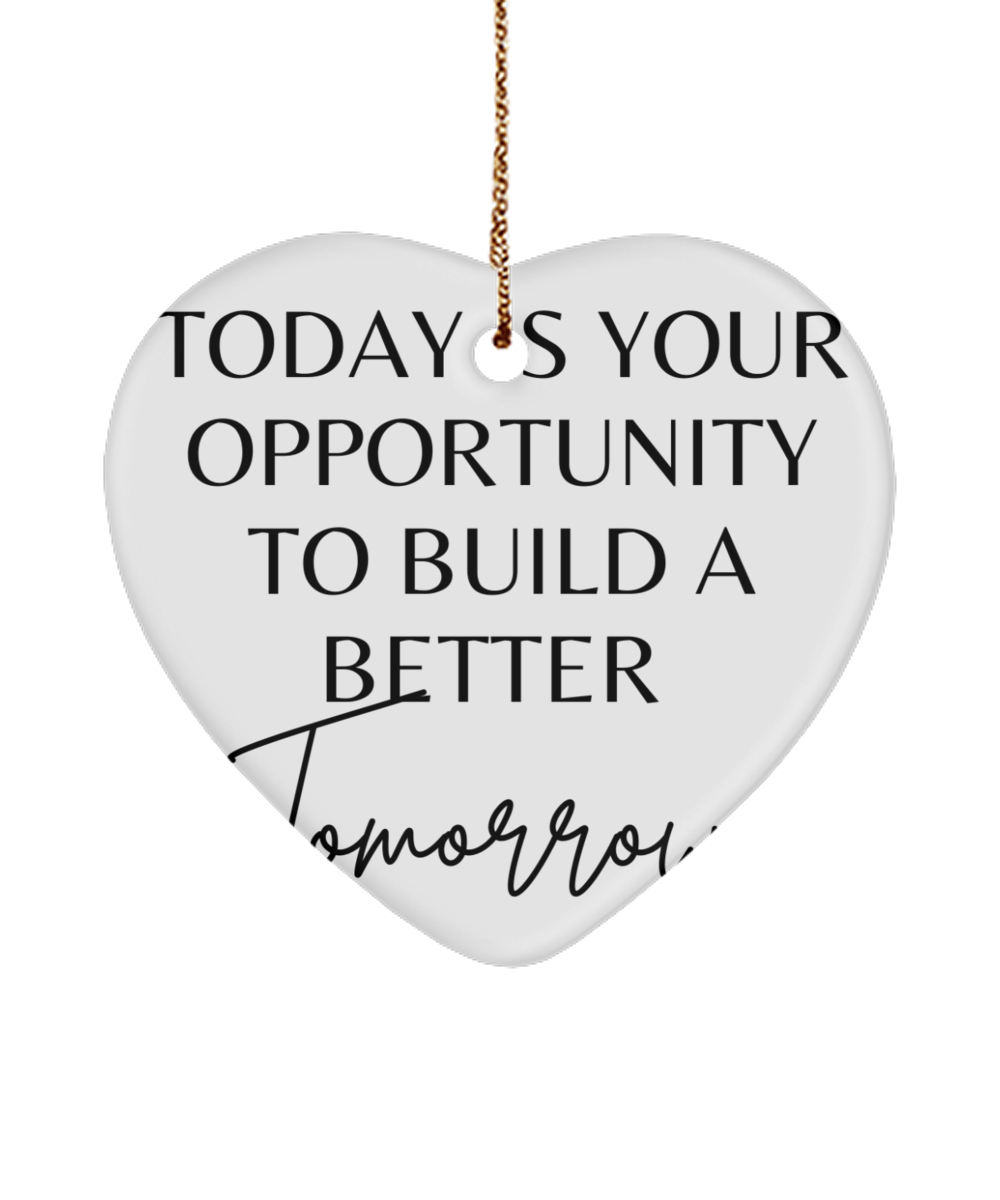 Christmas Magic: Motivational Ornament, white, Motivational Christmas Holiday heart Shape Ornament. Model 60097