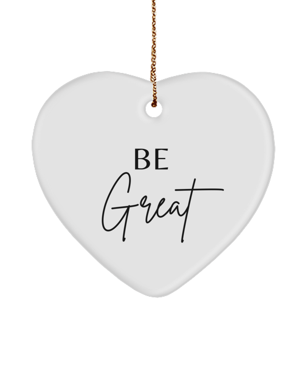 Dream, Believe, Achieve: Xmas Motivation, white, Motivational Christmas Holiday heart Shape Ornament. Model 60097