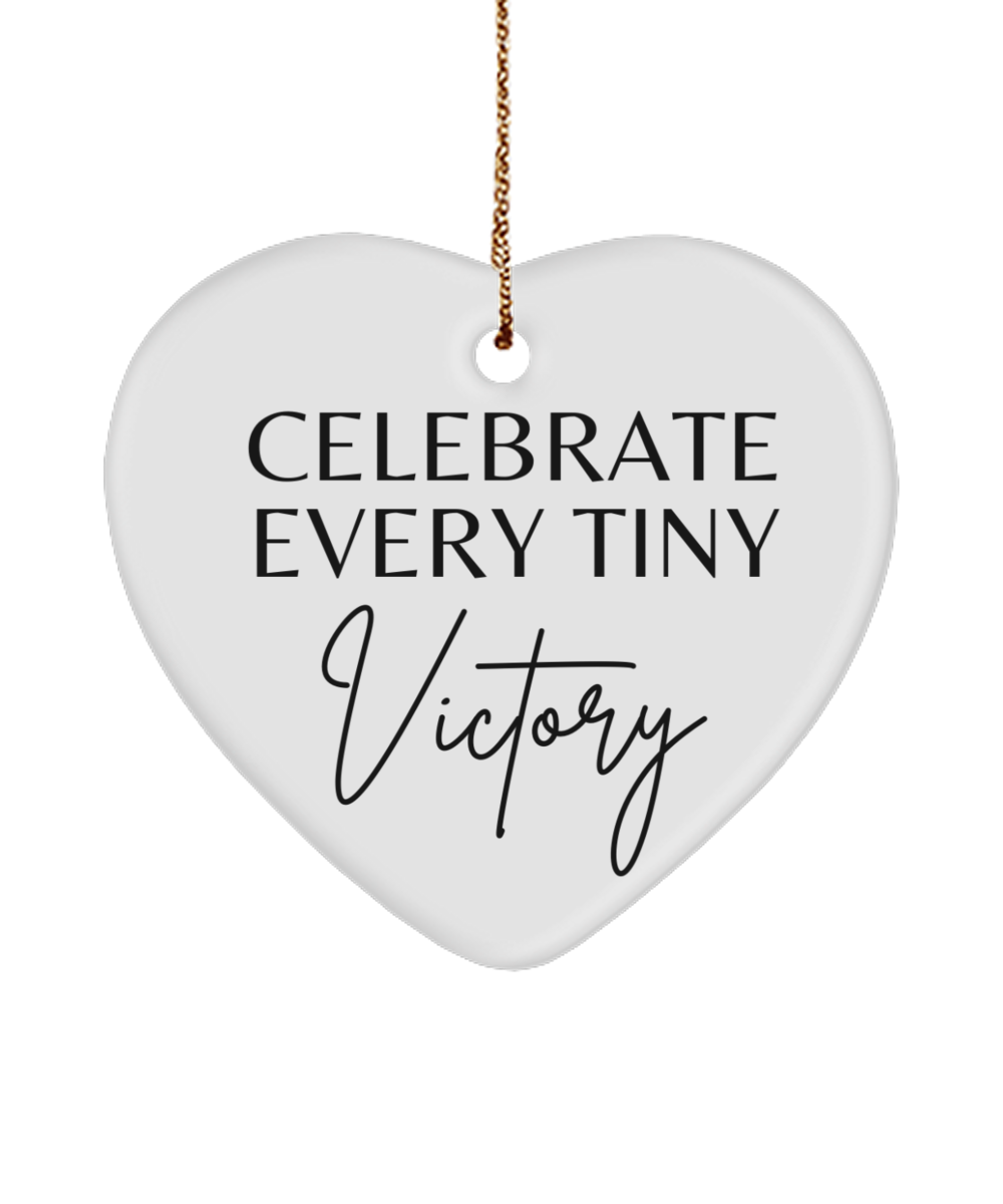 Joyful Inspiration for Christmas, white, Motivational Christmas Holiday heart Shape Ornament. Model 60097