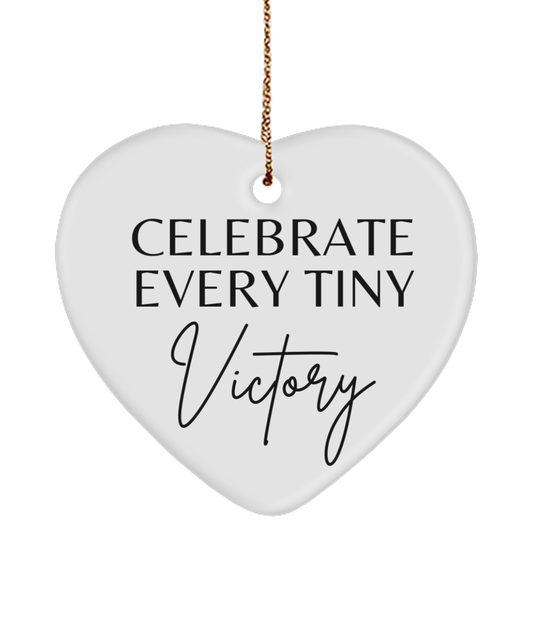 Joyful Inspiration for Christmas, white, Motivational Christmas Holiday heart Shape Ornament. Model 60097