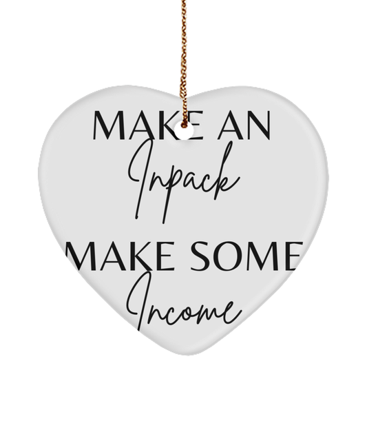 Motivate, Celebrate, Decorate, white, Motivational Christmas Holiday heart Shape Ornament. Model 60097