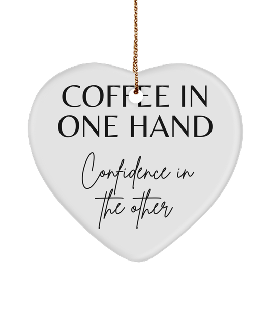 Inspiration for a Merry Christmas, white, Motivational Christmas Holiday heart Shape Ornament. Model 60097