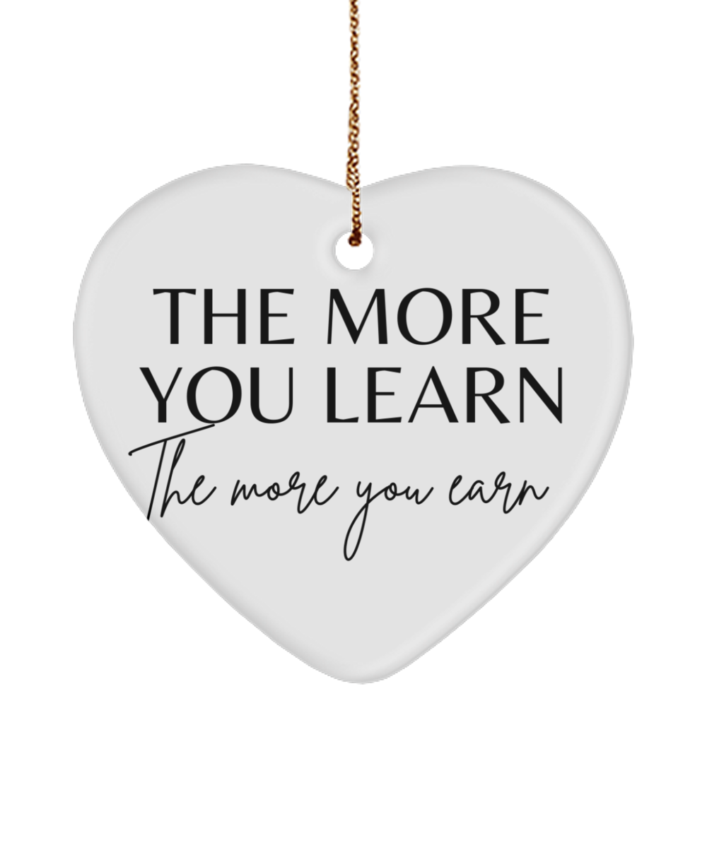 Motivational Magic: Christmas Keepsake, white, Motivational Christmas Holiday heart Shape Ornament. Model 60097