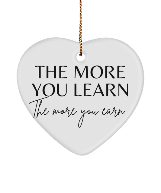 Motivational Magic: Christmas Keepsake, white, Motivational Christmas Holiday heart Shape Ornament. Model 60097