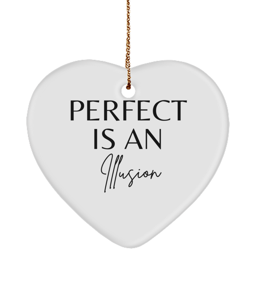 Inspire the Season: Holiday Decoration, white, Motivational Christmas Holiday heart Shape Ornament. Model 60097