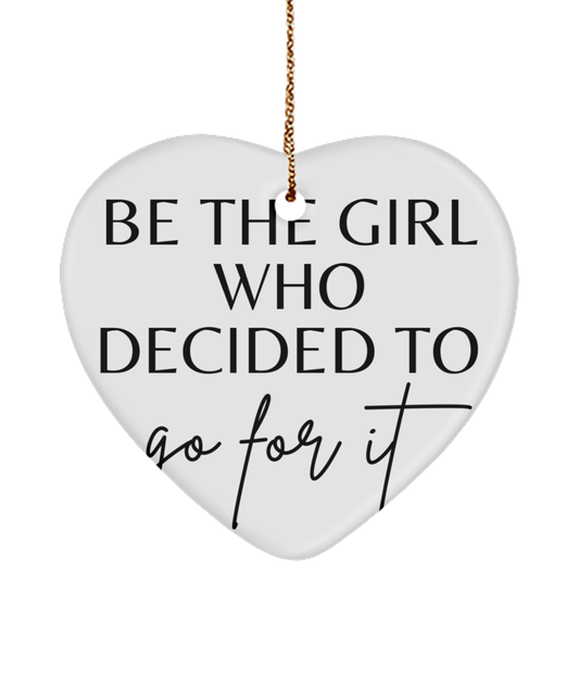 Holiday Happiness: Inspirational Keepsake, white, Motivational Christmas Holiday heart Shape Ornament. Model 60097