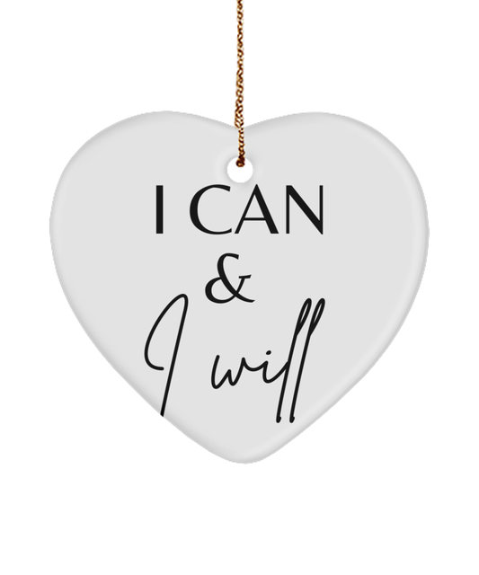 Motivation on Display: Christmas Ornament, white, Motivational Christmas Holiday heart Shape Ornament. Model 60097