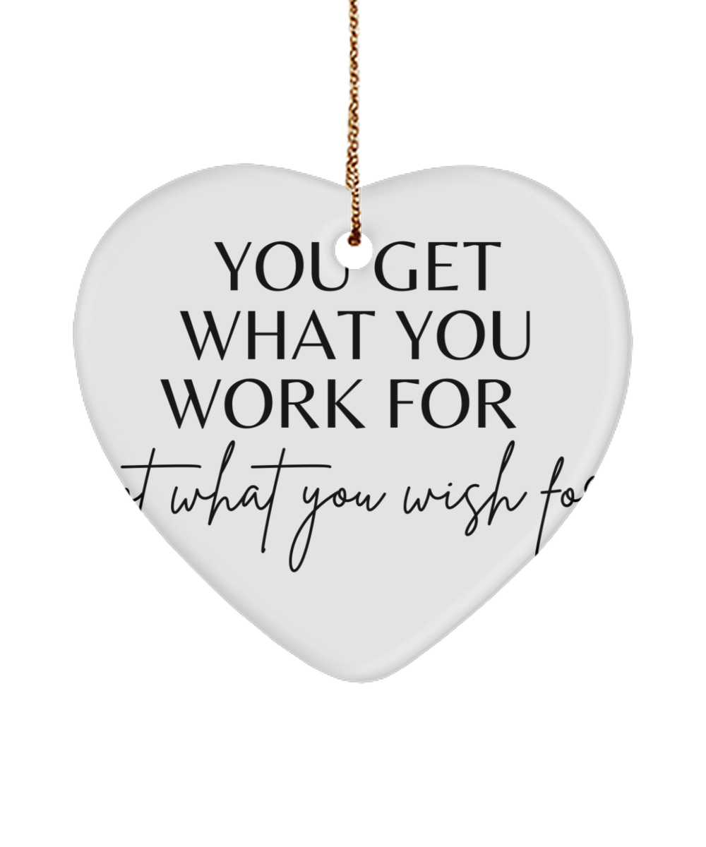 Motivational Moments: Xmas Keepsake, white, Motivational Christmas Holiday heart Shape Ornament. Model 60097