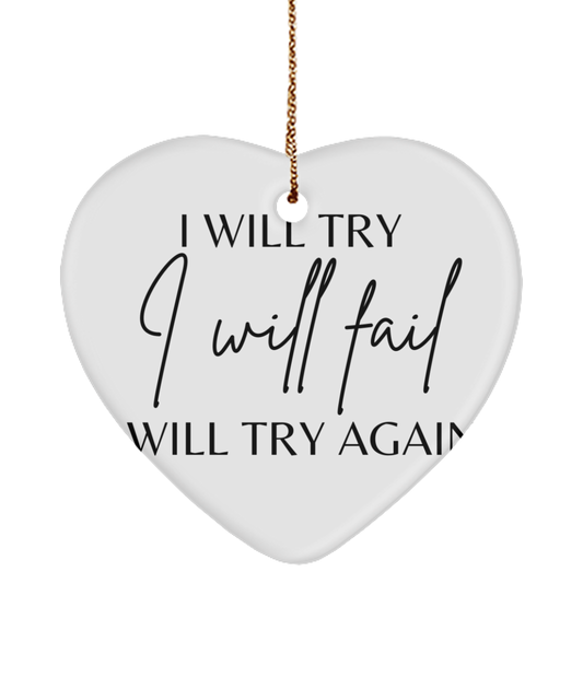 Festive Joy and Inspiration: Xmas Decor, white, Motivational Christmas Holiday heart Shape Ornament. Model 60097