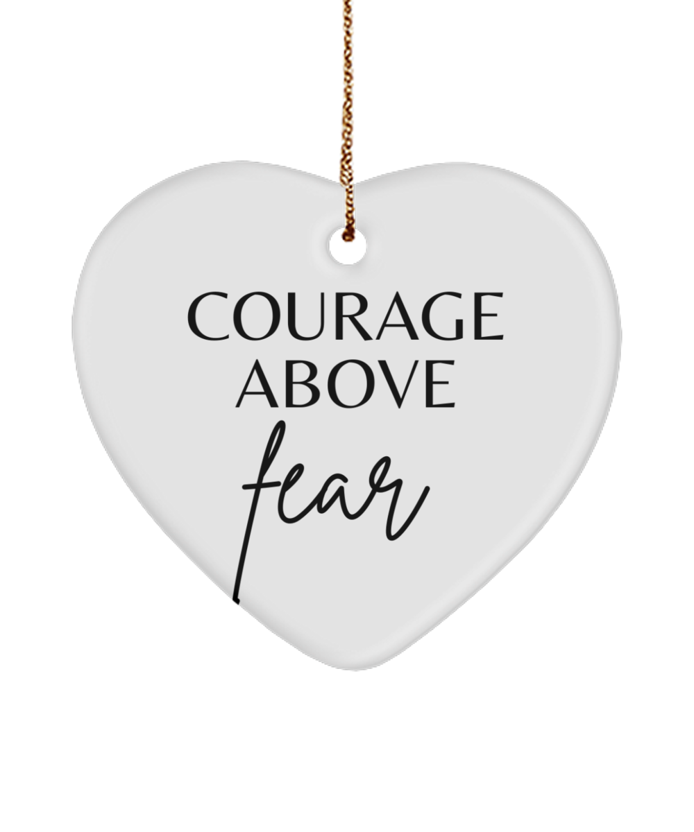 Inspiration in Every Glittering Detail, white, Motivational Christmas Holiday heart Shape Ornament. Model 60097