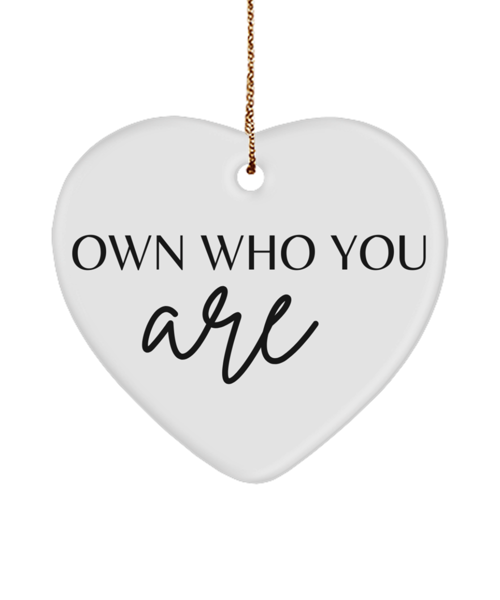 Dream, Inspire, Decorate: Xmas Ornament, white, Motivational Christmas Holiday heart Shape Ornament. Model 60097