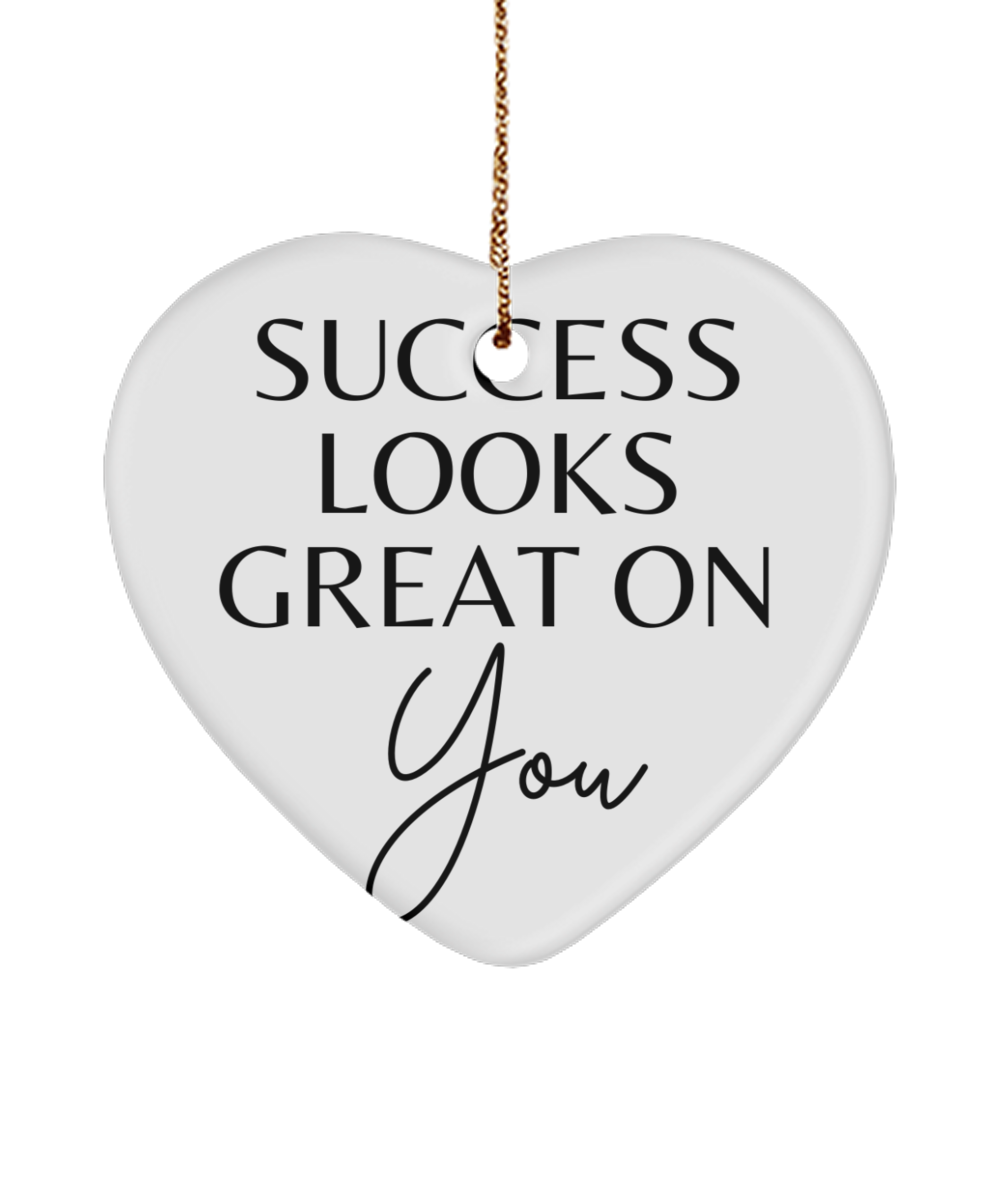 Holiday Dreams in Every Ornament, white, Motivational Christmas Holiday heart Shape Ornament. Model 60097