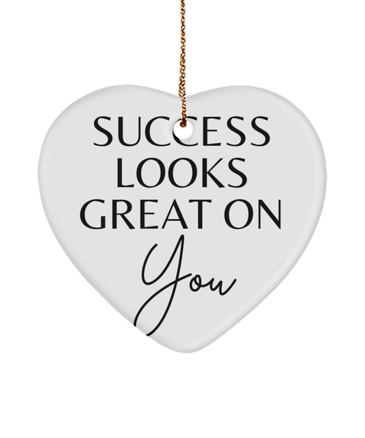 Holiday Dreams in Every Ornament, white, Motivational Christmas Holiday heart Shape Ornament. Model 60097