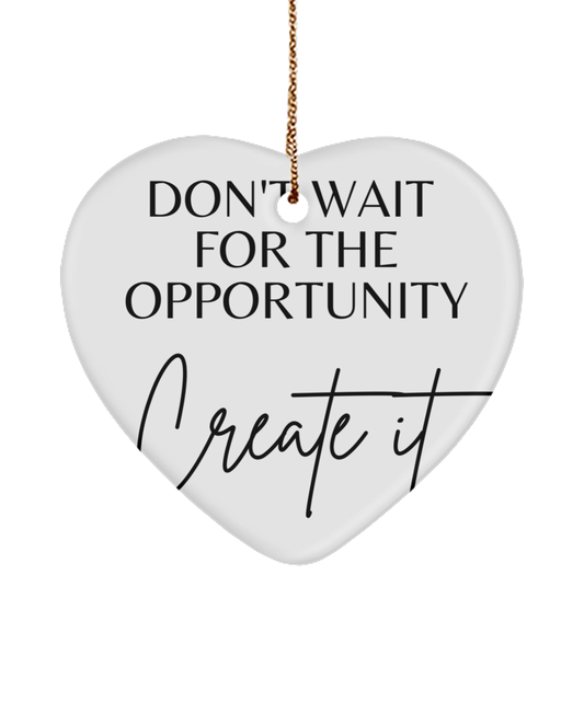 Deck Your Tree with Inspirational Delight, white, Motivational Christmas Holiday heart Shape Ornament. Model 60097