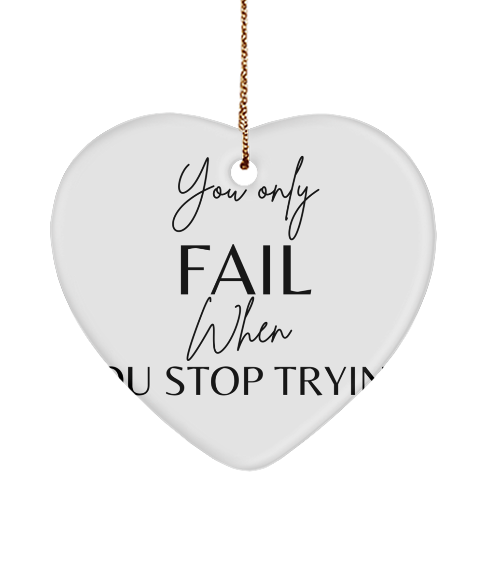 Motivational Moments to Remember, white, Motivational Christmas Holiday heart Shape Ornament. Model 60097