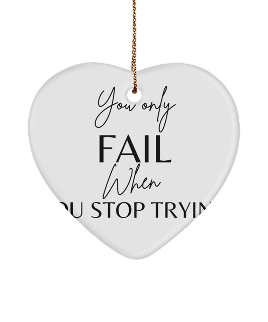 Motivational Moments to Remember, white, Motivational Christmas Holiday heart Shape Ornament. Model 60097