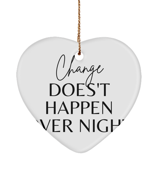 Dream, Believe, Achieve: Christmas Keepsake, white, Motivational Christmas Holiday heart Shape Ornament. Model 60097