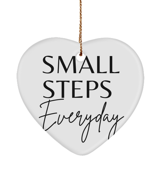 Motivate, Celebrate, Decorate, white, Motivational Christmas Holiday heart Shape Ornament. Model 60097