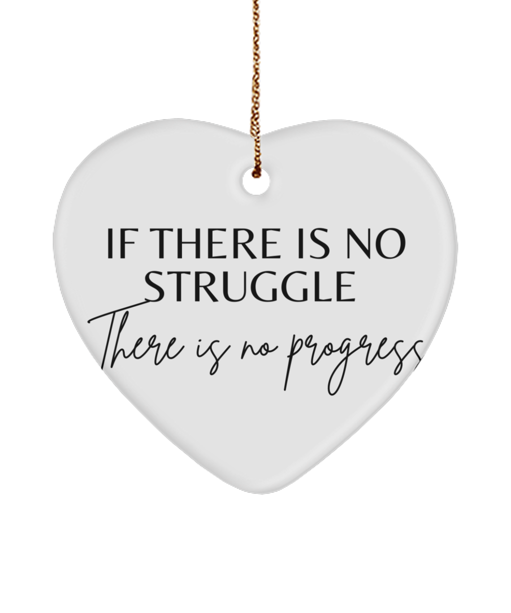 Brighten Your Tree with Motivation, white, Motivational Christmas Holiday heart Shape Ornament. Model 60097