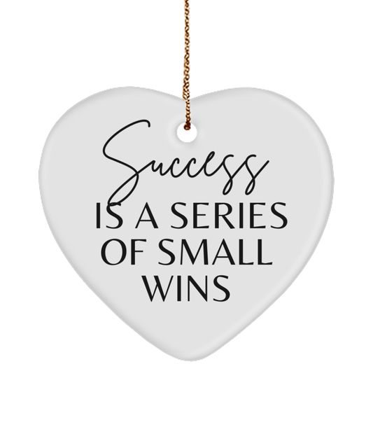 Motivational Magic: Christmas Keepsake, white, Motivational Christmas Holiday heart Shape Ornament. Model 60097