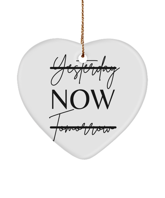 Deck Your Tree with Inspiration, white, Motivational Christmas Holiday heart Shape Ornament. Model 60097
