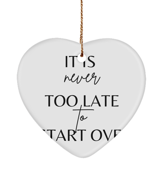 Inspire the Season: Holiday Decoration, white, Motivational Christmas Holiday heart Shape Ornament. Model 60097