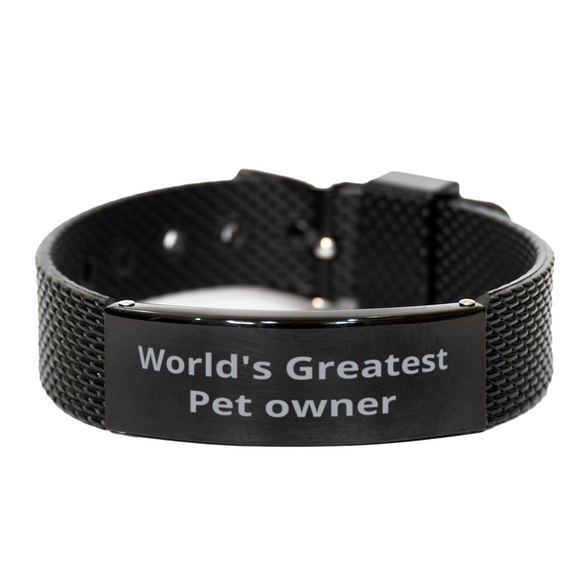 World Greatest Pet owner,  Black Shark Mesh Bracelet. Model 60098