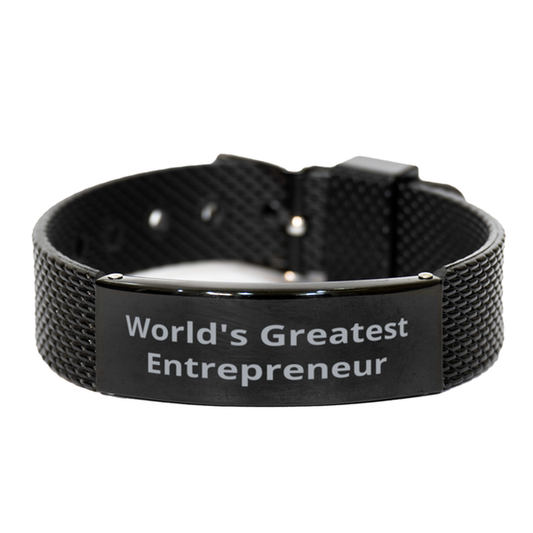 World Greatest Entrepreneur,  Black Shark Mesh Bracelet. Model 60098