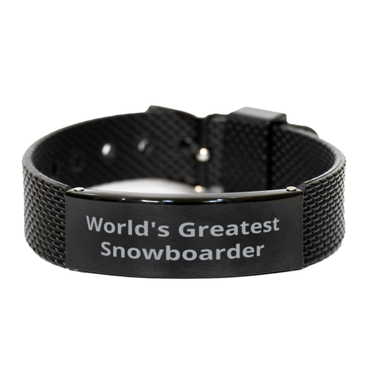 World Greatest Snowboarder,  Black Shark Mesh Bracelet. Model 60098