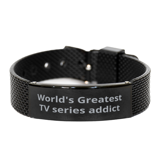 World Greatest TV series addict,  Black Shark Mesh Bracelet. Model 60098