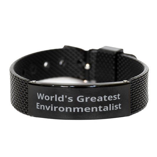 World Greatest Environmentalist,  Black Shark Mesh Bracelet. Model 60098