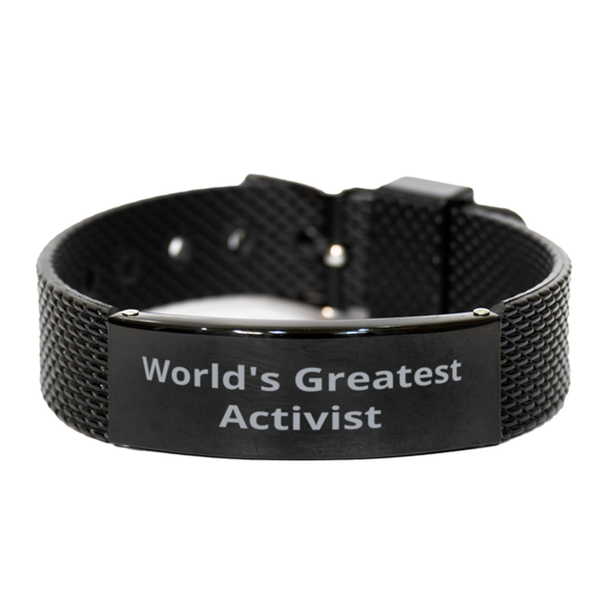 World Greatest Activist,  Black Shark Mesh Bracelet. Model 60098