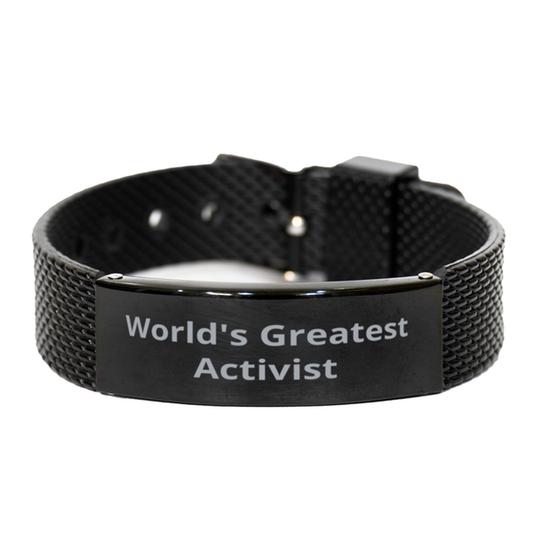 World Greatest Activist,  Black Shark Mesh Bracelet. Model 60098